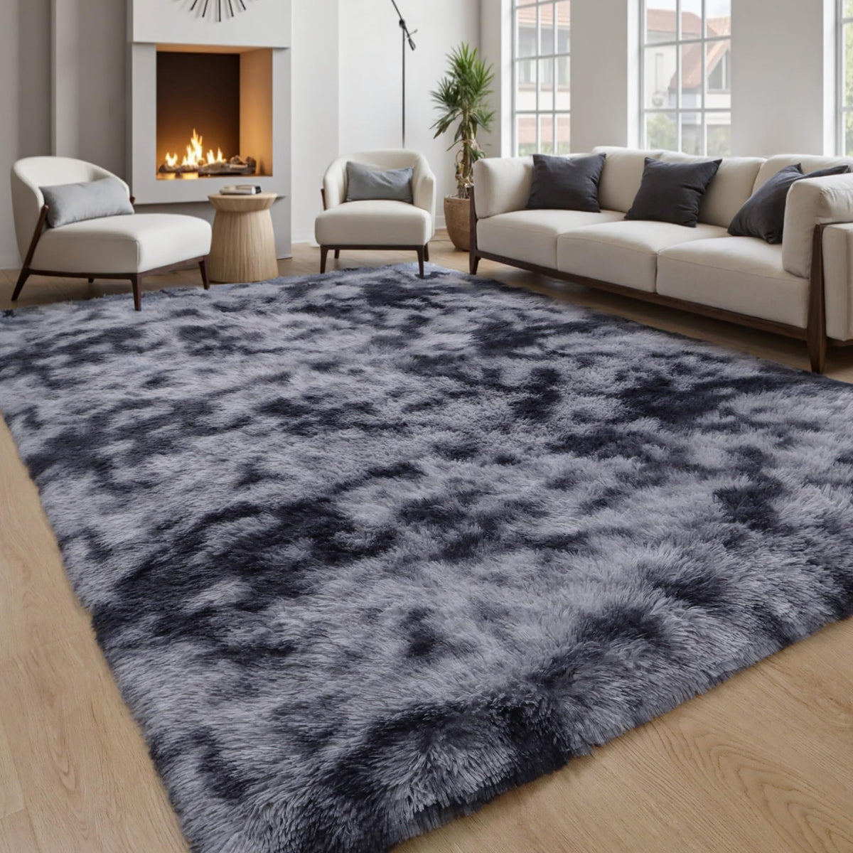 KICHOWUA 4x6 Fluffy Fuzzy Kids Shag Rainbow Rug for Girls Bedroom Playroom