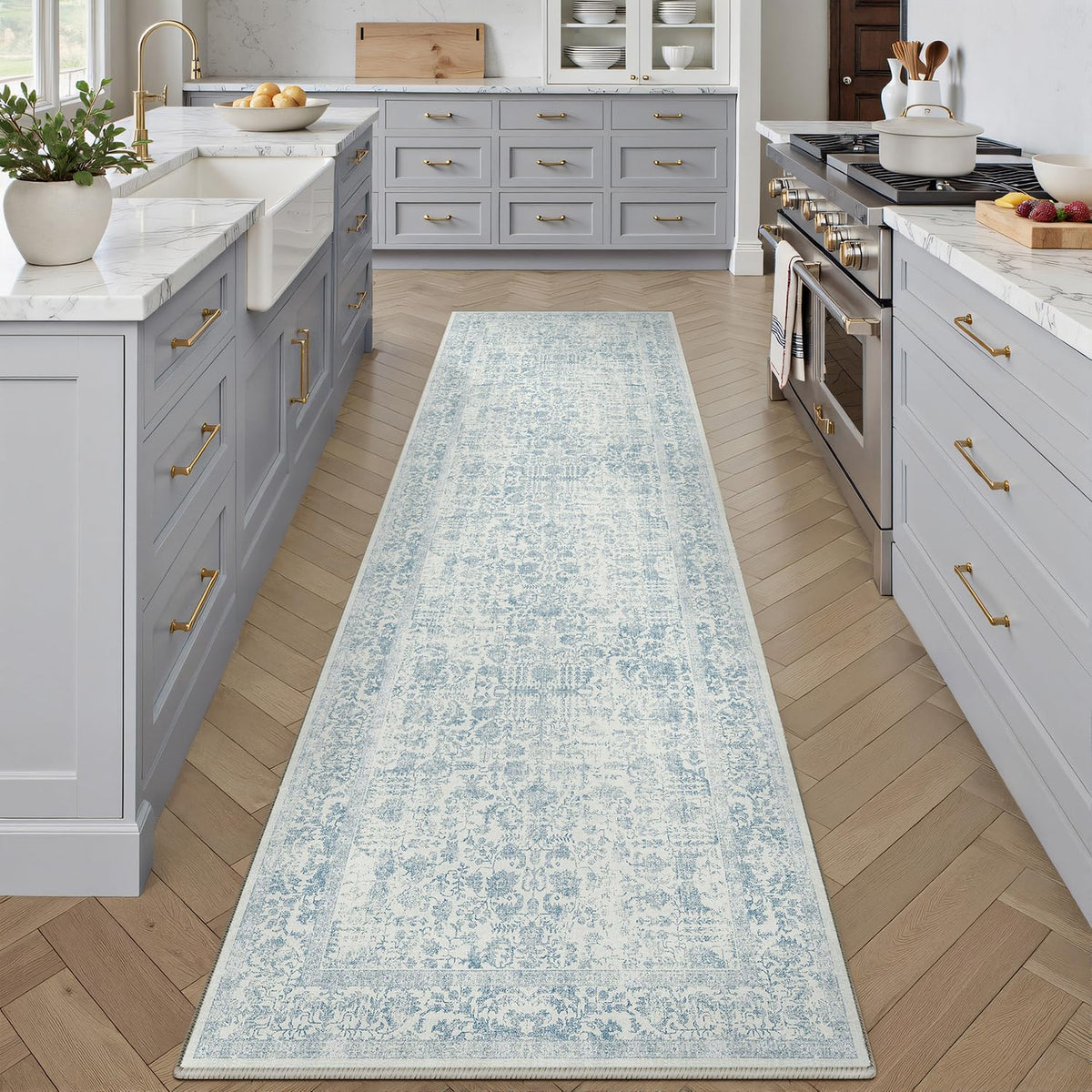 PureCozy Gray Area Rug 8x10 Vintage Floral