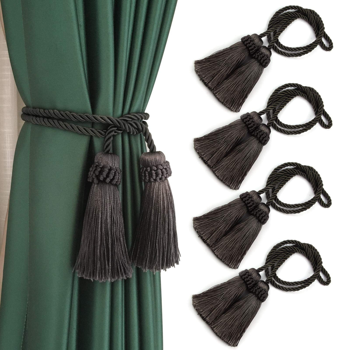 Curtain Tiebacks Handmade Curtain Holdbacks Rope with Tassel
