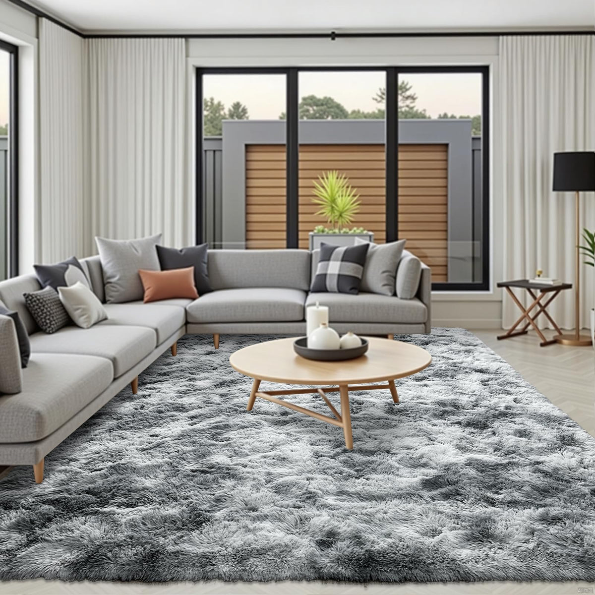 8x10 Area Rugs for Living Room Fluffy Carpet(Black)