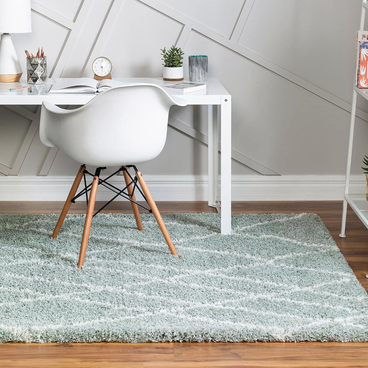 Rugs.com - Soft Touch Shag Rug – 6' 1 x 9' Sage Green Plush Shag Rug – Ultra Soft High Pile Area Rug for Bedroom, Living Room, and Home Office