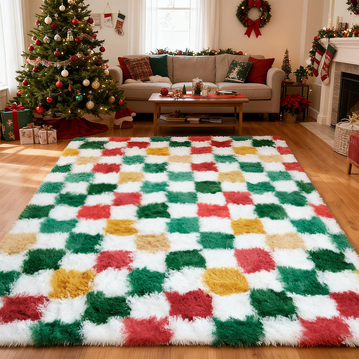Shag Area Rugs for Bedroom Living Room,8X10 Ultra Soft Fluffy Area Rugs for Dorm,Indoor Carpet Plush Rugs for Living Room Home Decor,Tie-Dye Grey