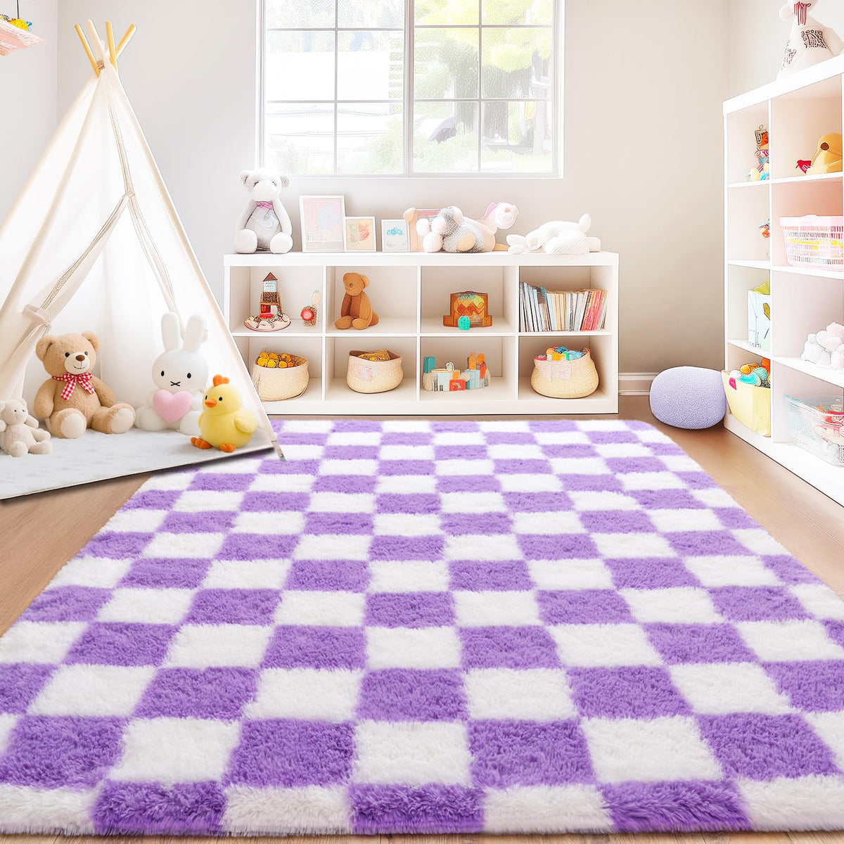 8x10 Area Rugs for Living Room, Large Ultra Fluffy Fuzzy Shag Rug for Bedroom, Modern Plush Soft High Pile Upgrade Non-Slip Carpet for Kids Girls and Boys Room Decor, Tie-Dyed Blue Grey