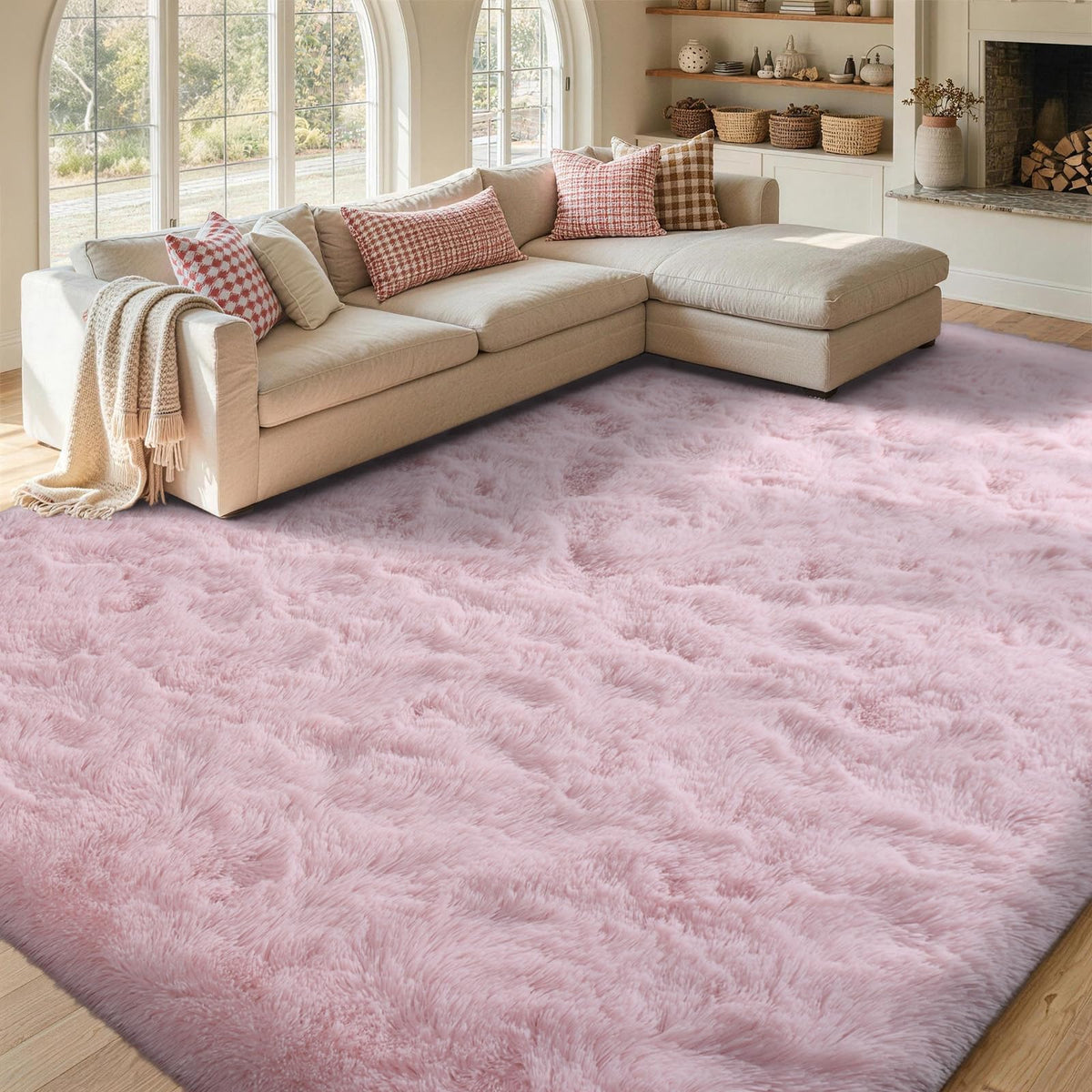 8x10 Area Rugs for Living Room Fluffy Carpet(Black)