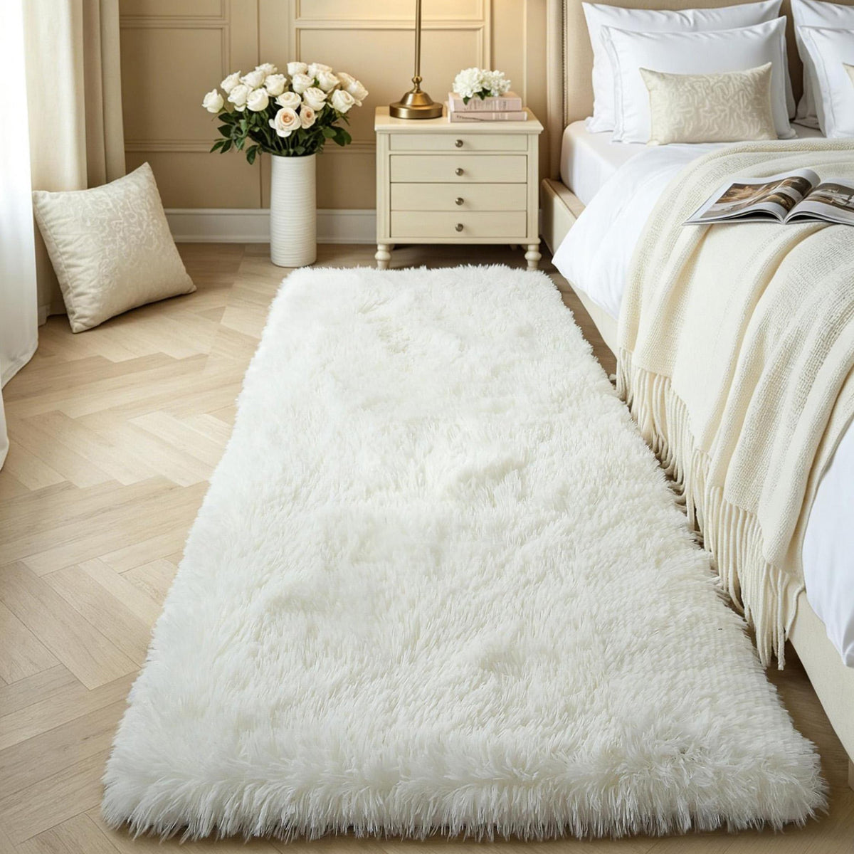 KICHOWUA 4x6 Fluffy Fuzzy Kids Shag Rainbow Rug for Girls Bedroom Playroom