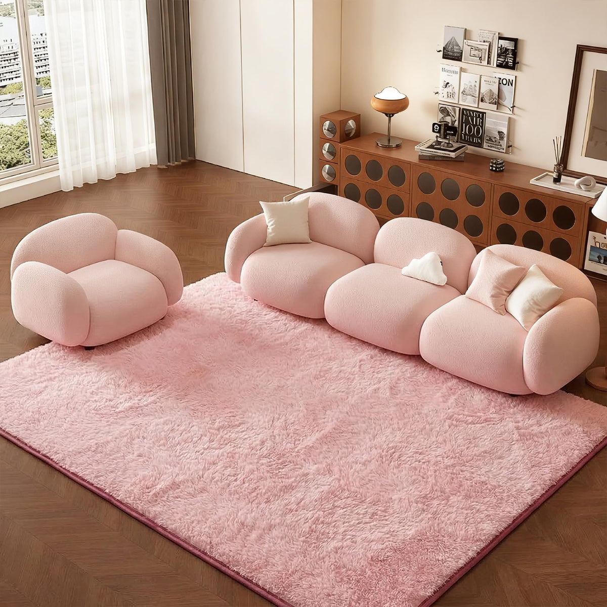 ThreadGlobe Premium Shag Area Rug 8'x10', Beige Ultra Plush Rugs for Living Room, Non-Slip Carpet for Bedroom & Nursery Rooms, Smooth Touch Luxurious Floor Decor, Beige, 8x10 Ft