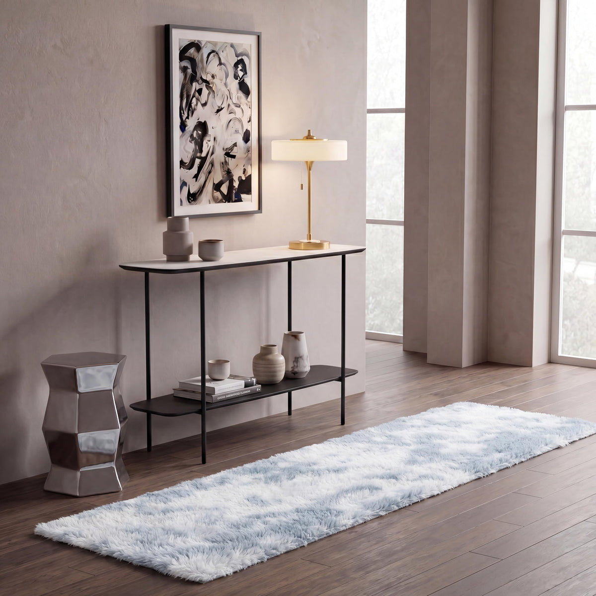 SAFAVIEH Rainbow Shag Collection Area Rug - 8' x 10', Light Beige, Slip Resistant, Non-Shedding & Easy Care, 1.6-inch Thick, Ideal for Living Room, Bedroom, Home Office, Dining Space (RBO100A-8)
