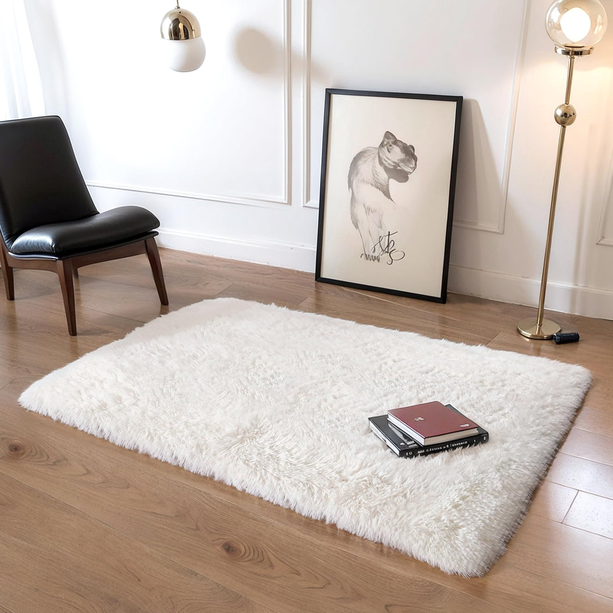 KICHOWUA 4x6 Fluffy Fuzzy Kids Shag Rainbow Rug for Girls Bedroom Playroom