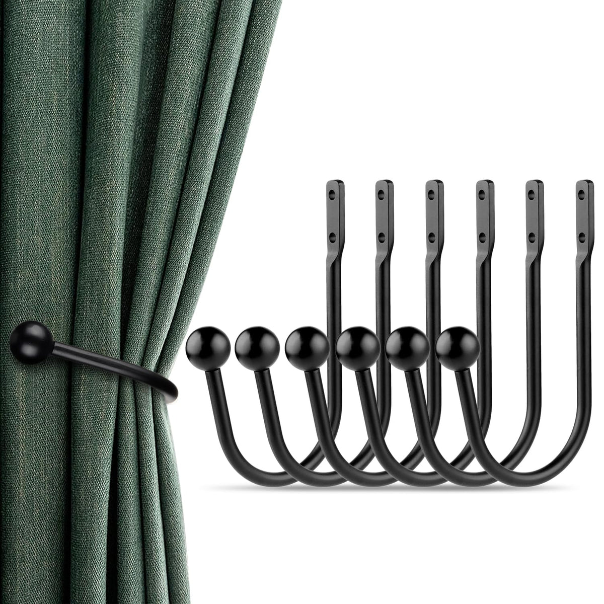 Curtain Holdbacks Tiebacks, 4pcs Curtains Holder Hooks for Home Decor