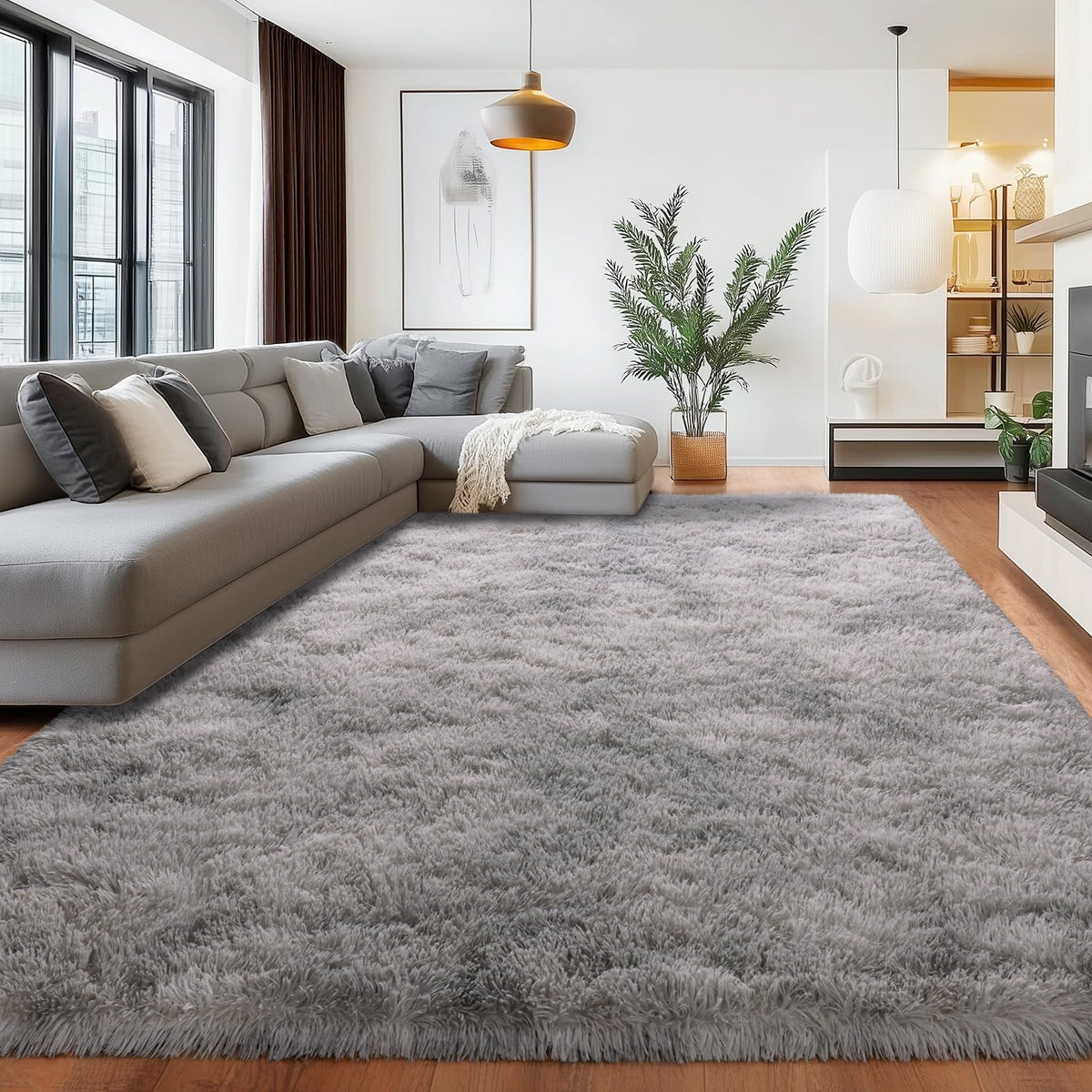 8x10 Shag Area Rug for Living Room, Fluffy Plush Rug Non-Slip Floor Carpet