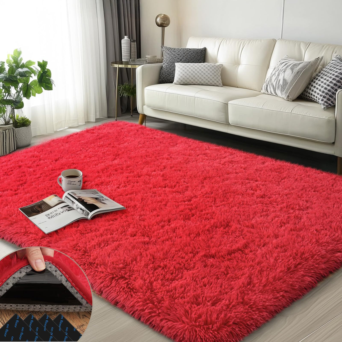 Mugorn Small Soft Shag Rugs for Bedroom, 4x6 Fluffy Area Rugs for Living Room
