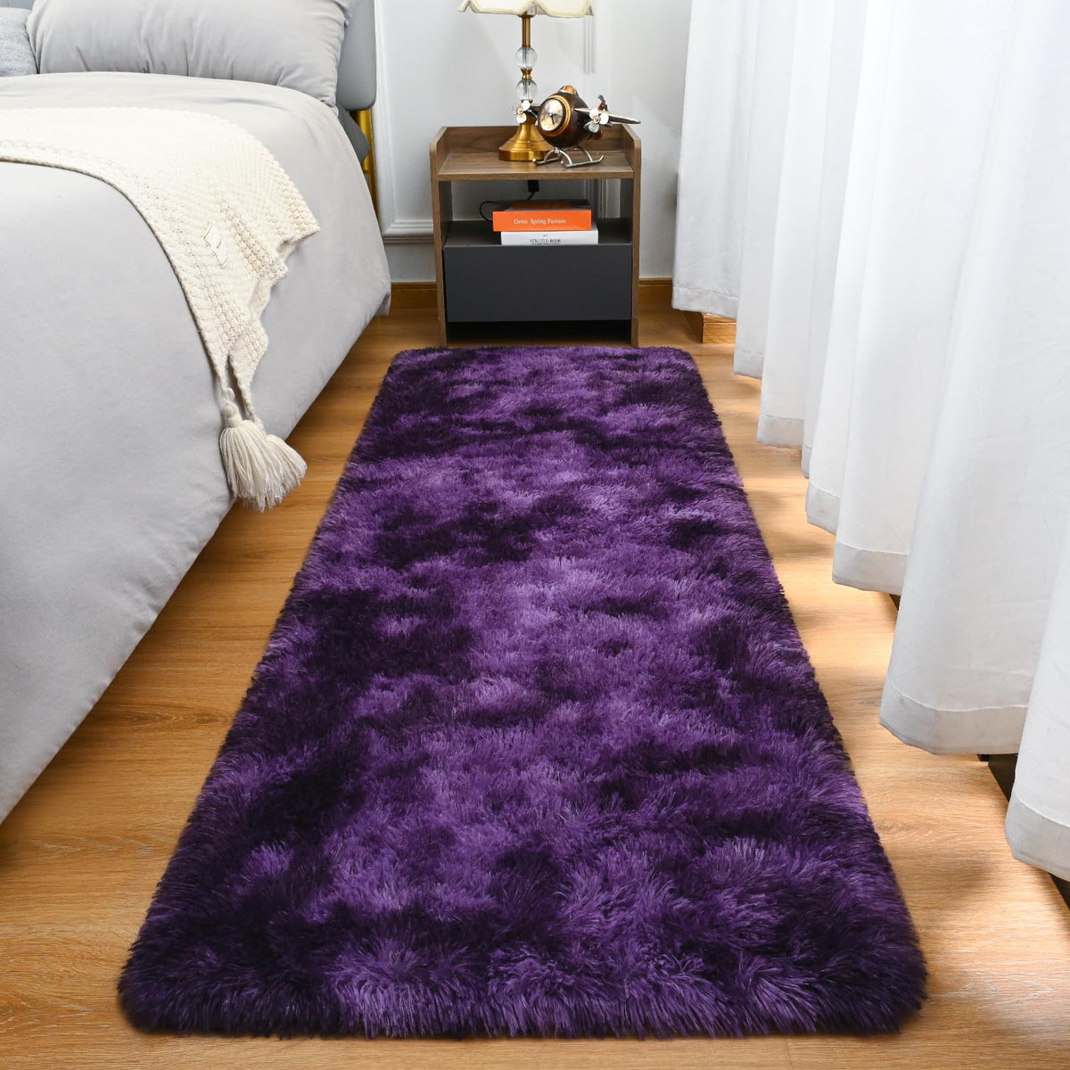 Goideal Fluffy Rug for Bedroom Living Room, 6x9 Olive Green Area Rugs, Faux Fur Shag Modern Carpet Ultra Soft Girls Boys Room Home Decor, Solid