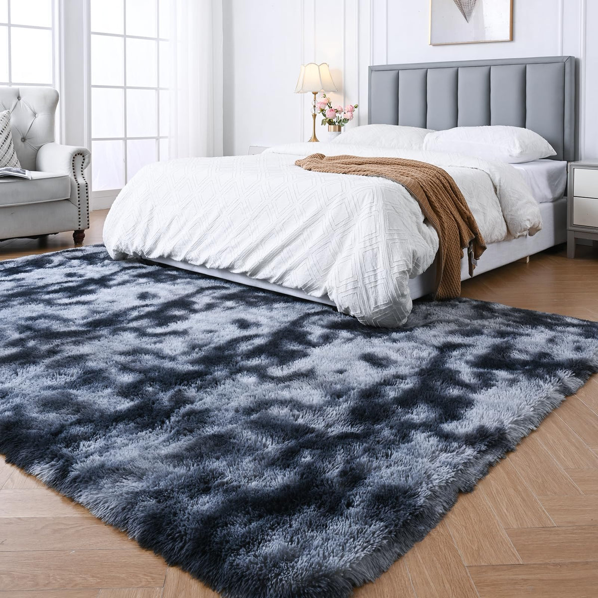 Grey Shag Rug for Living Room 6x9 - Soft Fluffy Plush Area Carpet