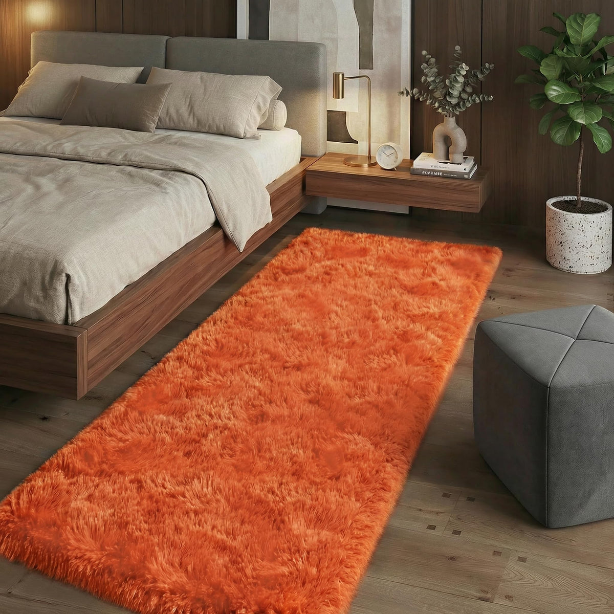 Orange 8x10 Area Rugs for Living Room Bedroom, Soft Plush Fluffy Large Rug