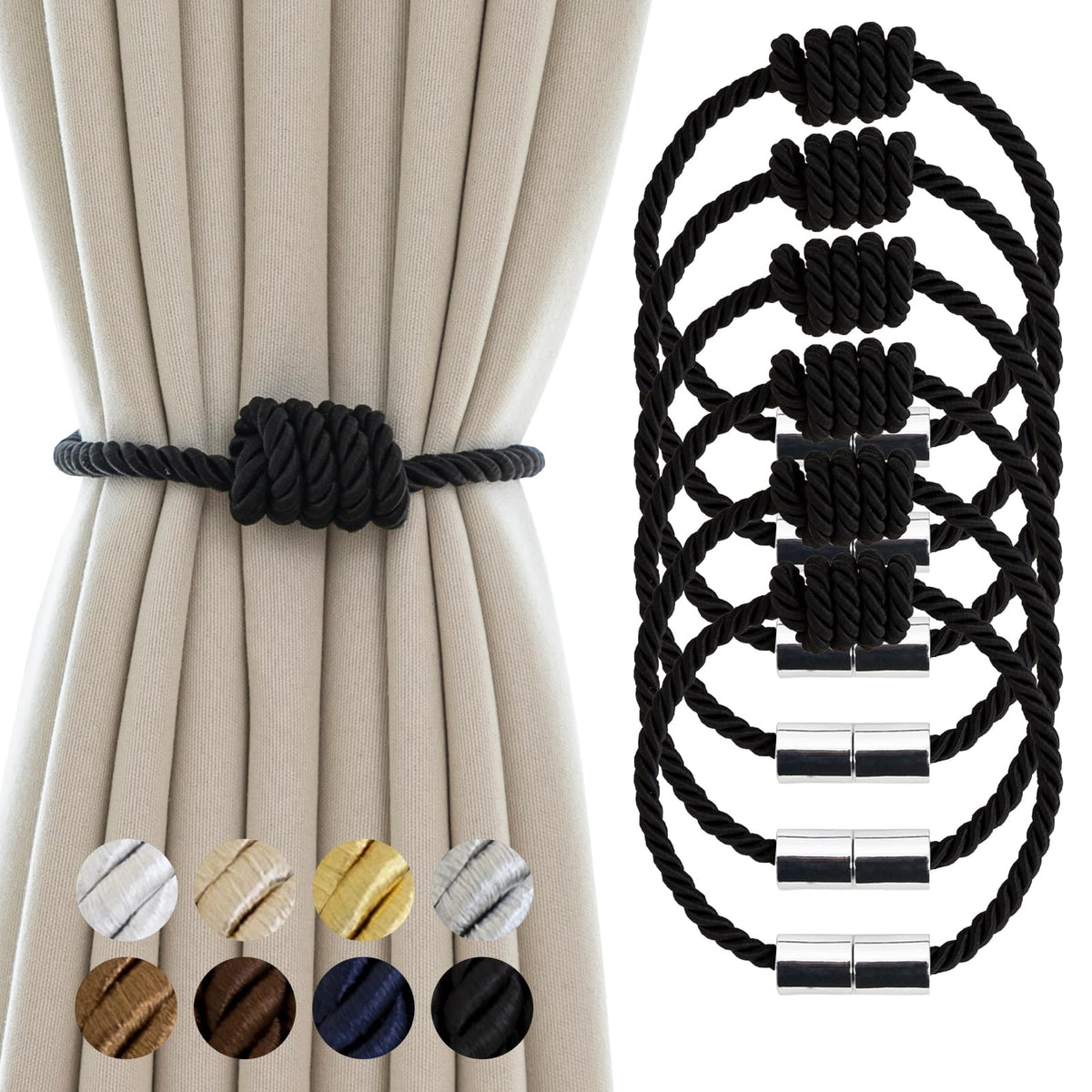 Curtain Tiebacks Magnetic Decorative Rope Tie Backs Holdbacks Contoeey