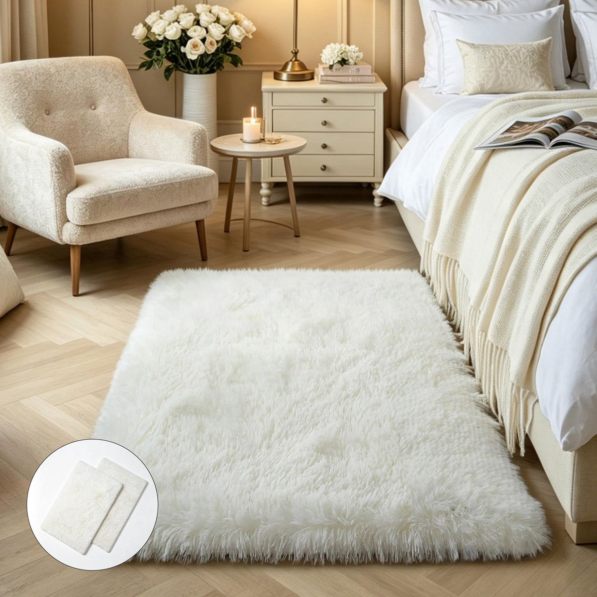 KICHOWUA 4x6 Fluffy Fuzzy Kids Shag Rainbow Rug for Girls Bedroom Playroom