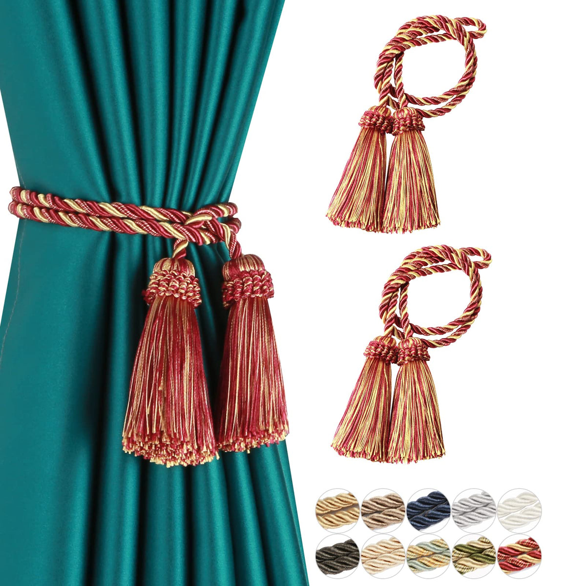 Curtain Tiebacks Handmade Curtain Holdbacks Rope with Tassel