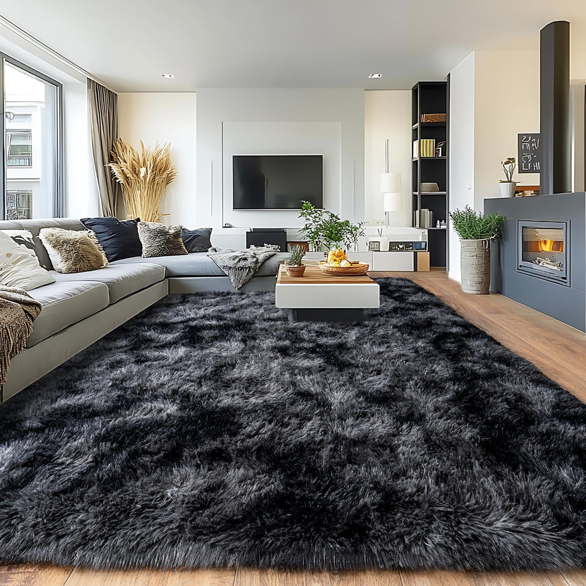 Pionblank 8x10 Rug for Living Room, Fluffy Large Area Rug, Cream White