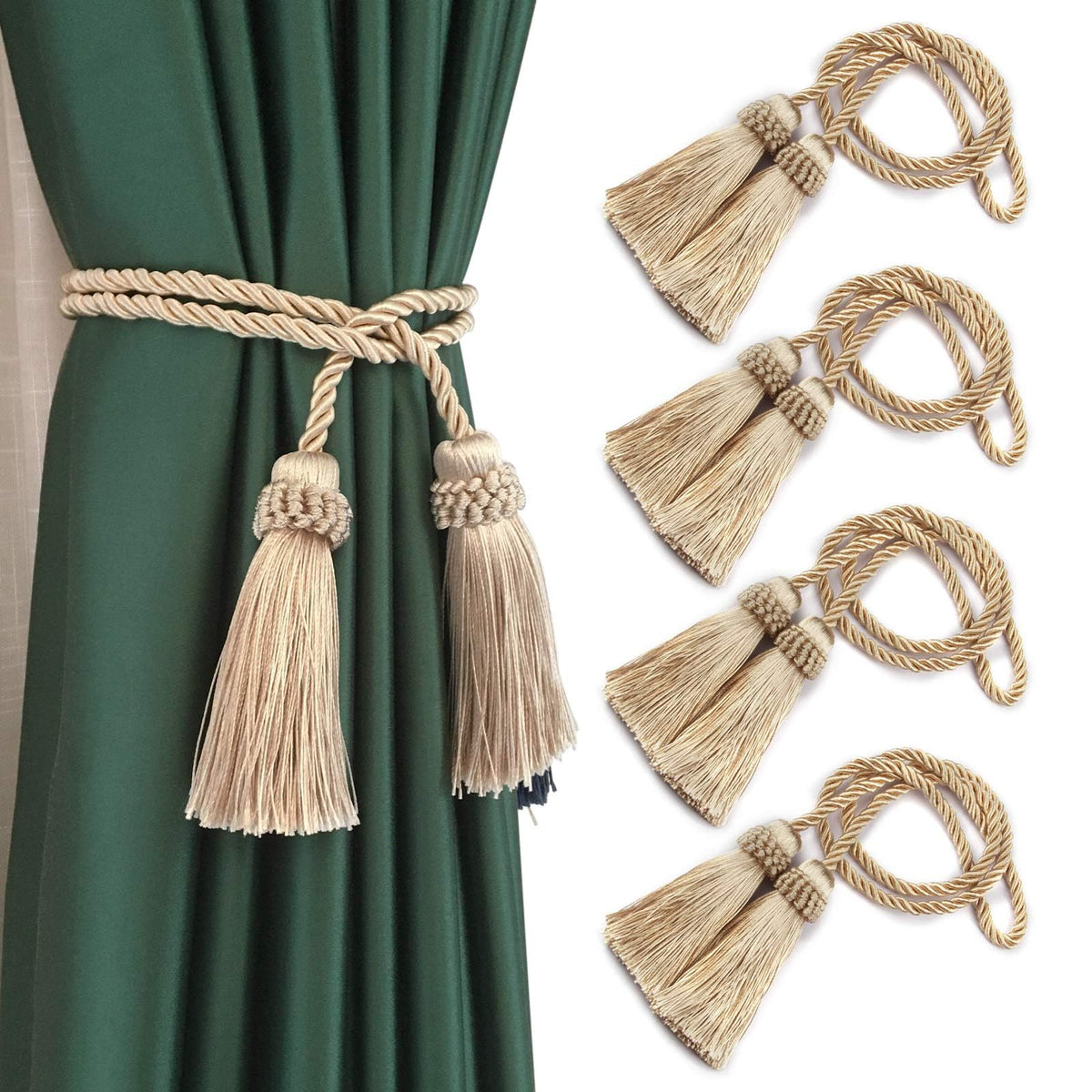 Curtain Tiebacks Handmade Curtain Holdbacks Rope with Tassel