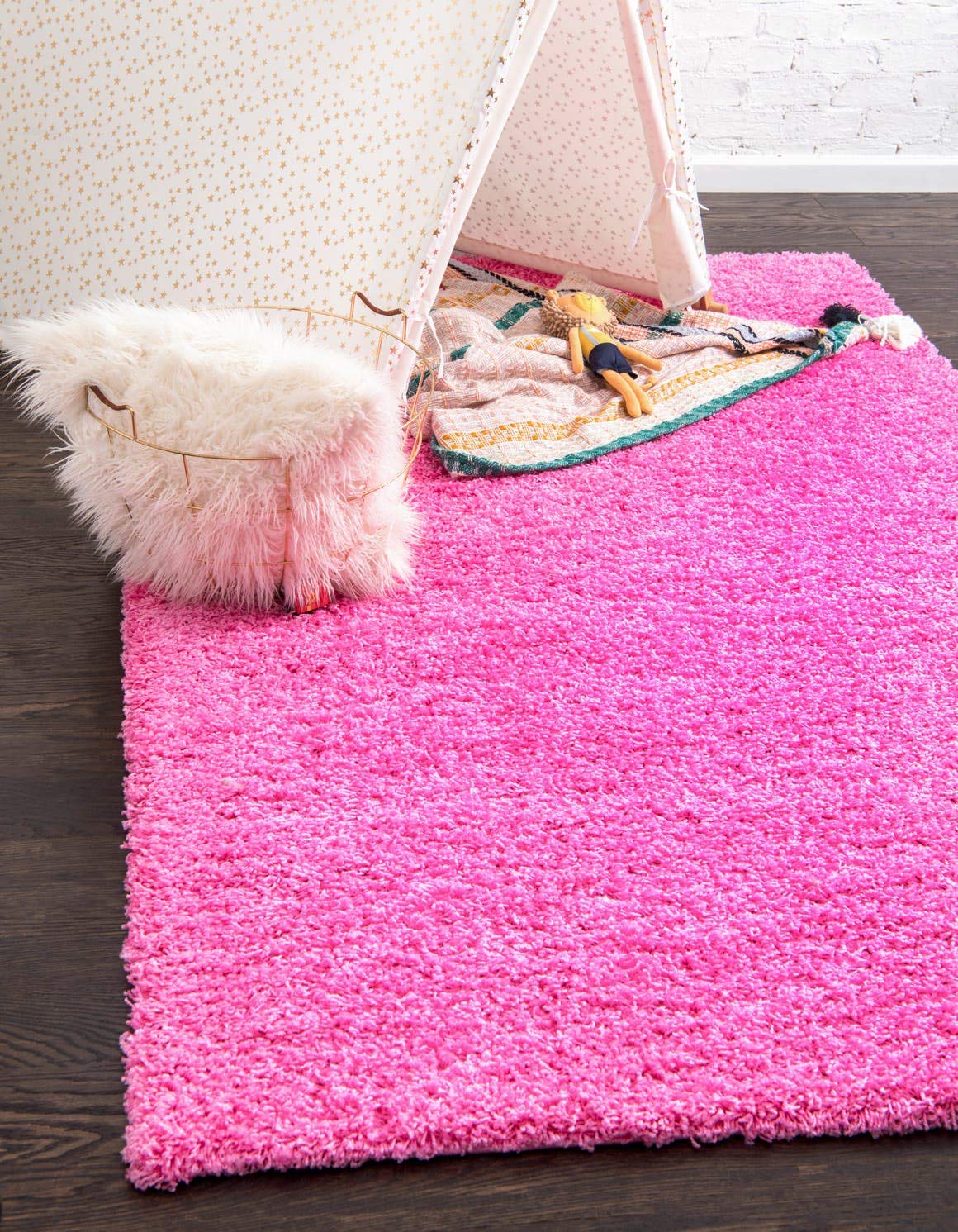 Unique Loom Solid Shag Collection Area Rug (8' x 10' Rectangle, Sandy Brown)