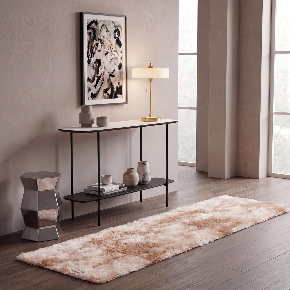SAFAVIEH Rainbow Shag Collection Area Rug - 8' x 10', Light Beige, Slip Resistant, Non-Shedding & Easy Care, 1.6-inch Thick, Ideal for Living Room, Bedroom, Home Office, Dining Space (RBO100A-8)