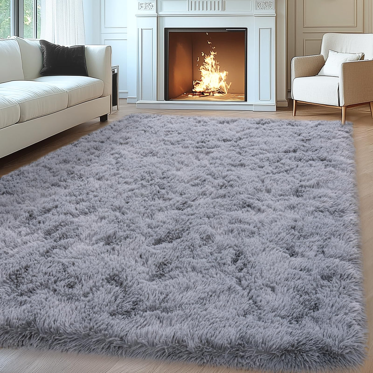 Mugorn 8x10 Area Rugs for Living Room, Large Fluffy Cream White Rugs