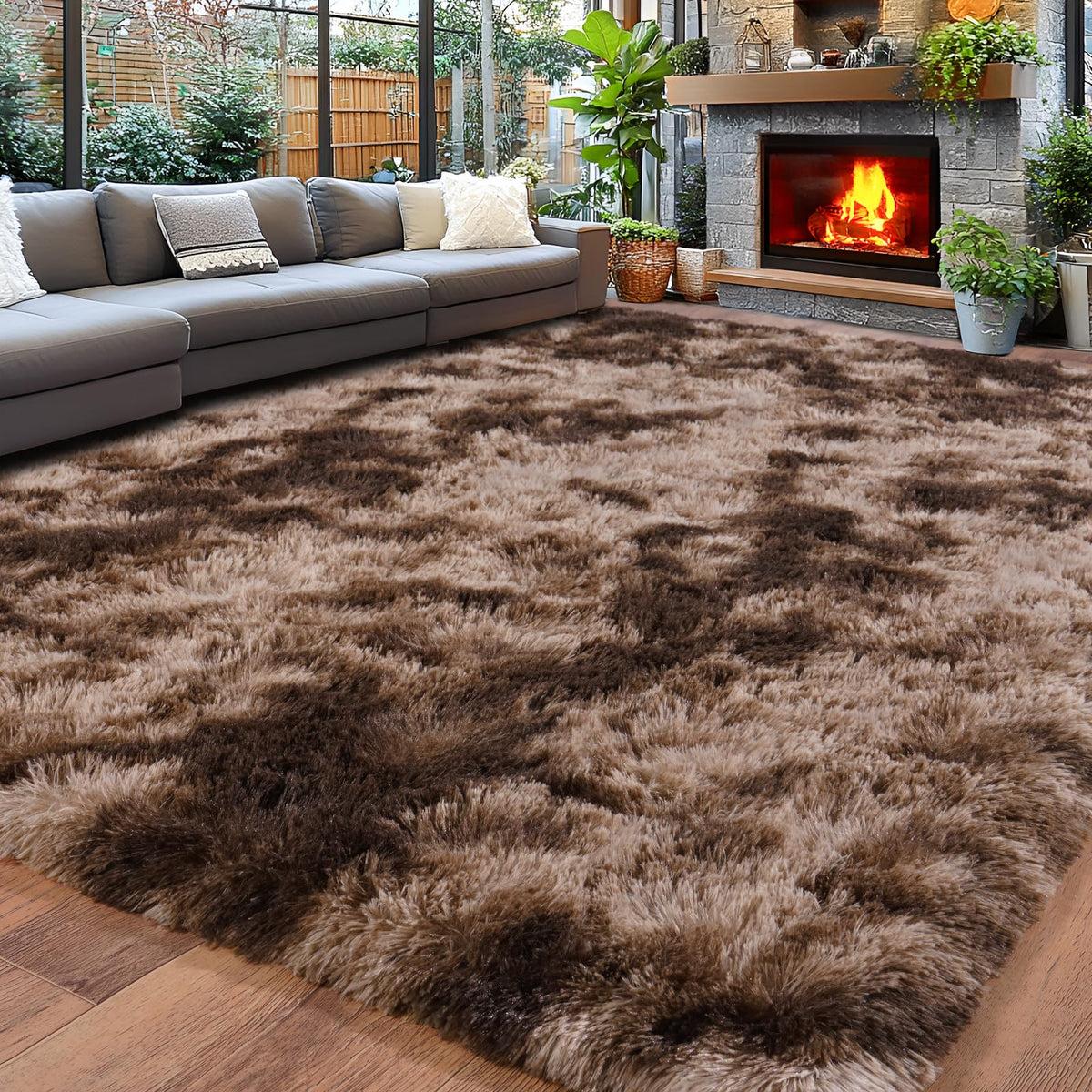 8x10 Area Rugs for Living Room, Cream White Soft Fuzzy Large Shaggy Rug