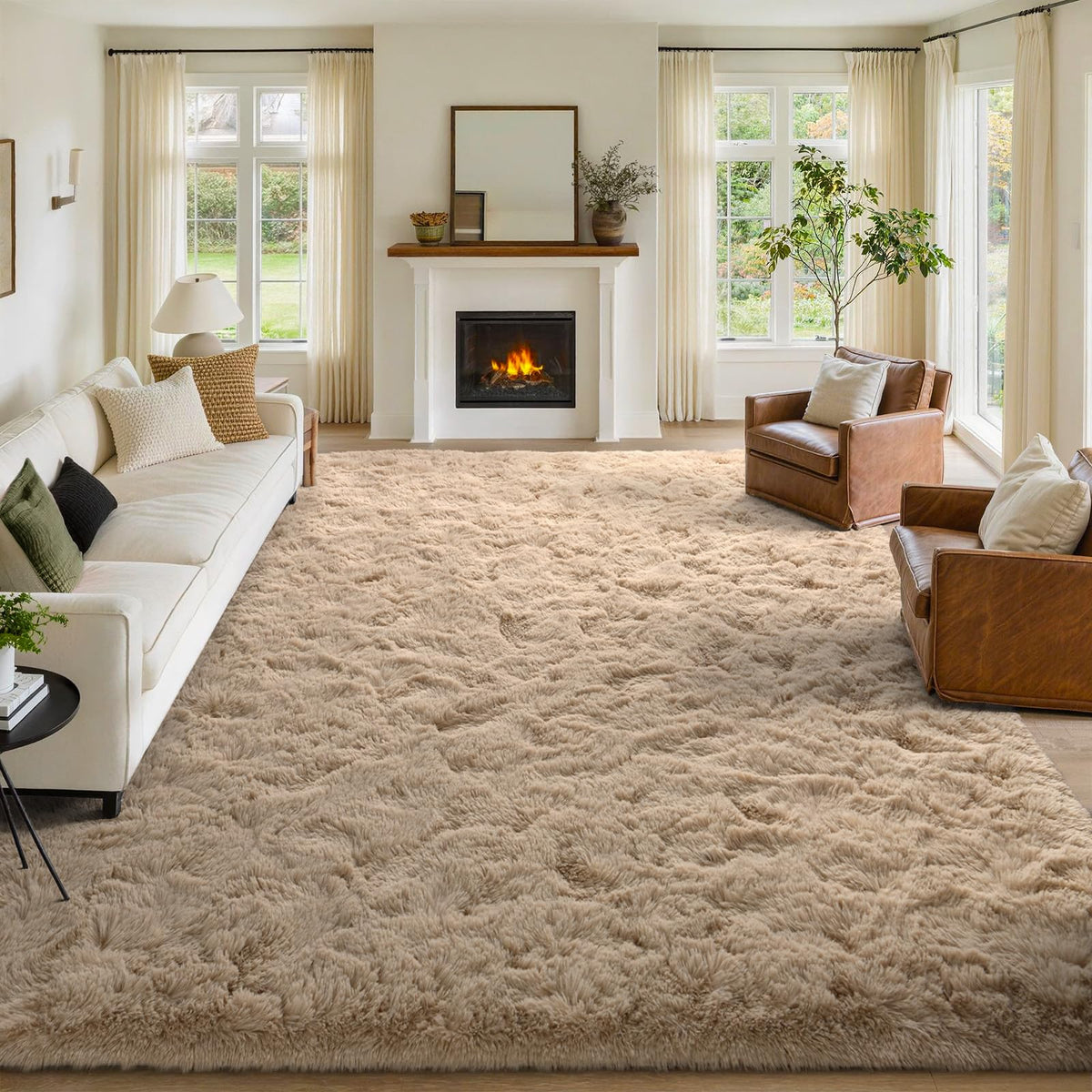 8x10 Area Rugs for Living Room Fluffy Carpet(Black)