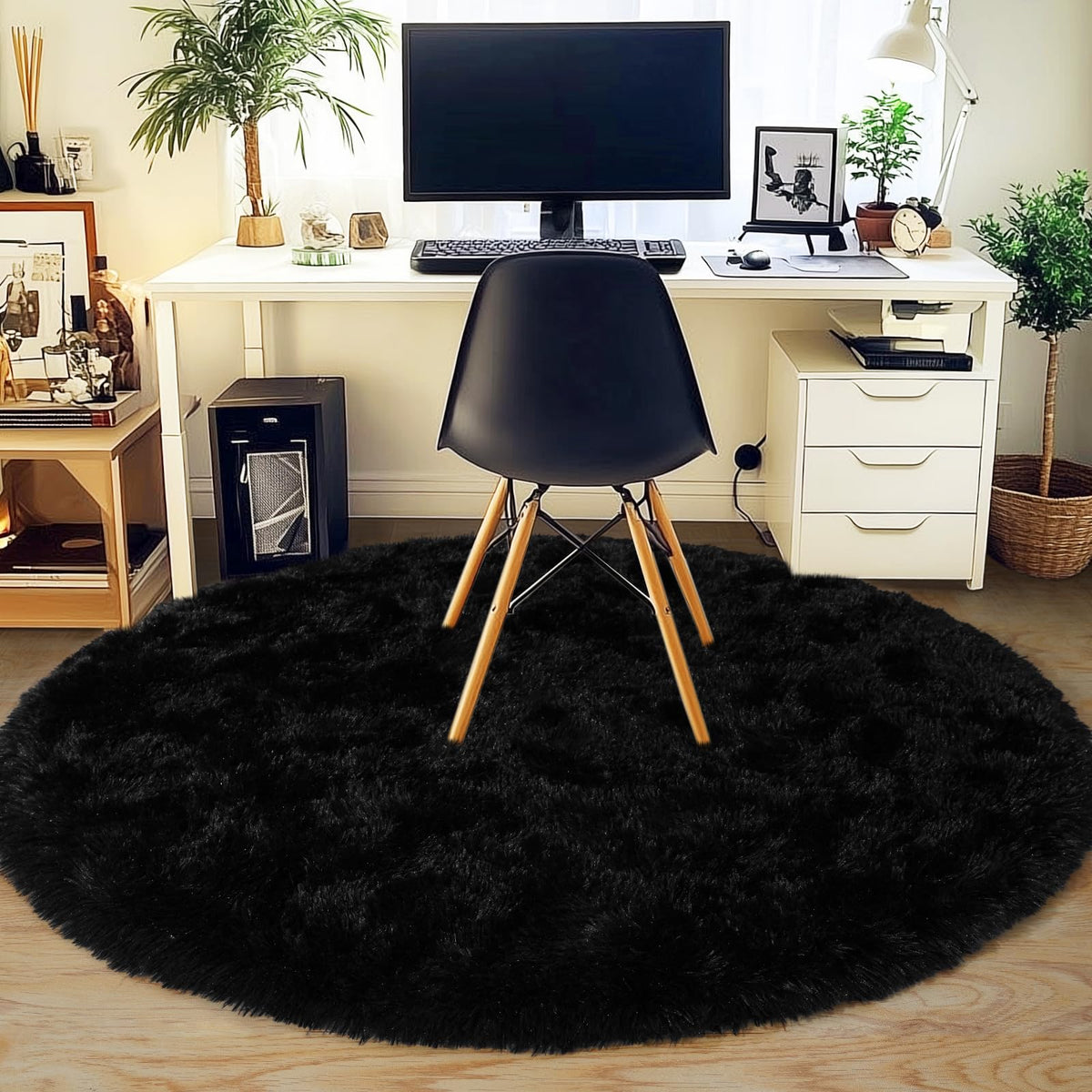 8x10 Area Rugs for Living Room, Ultra Soft Large Shag Black Bedroom Rug Upgrade Non-Slip Plush Modern Fluffy Carpet for Kids Boys Girls Room Home Decor Aesthetic