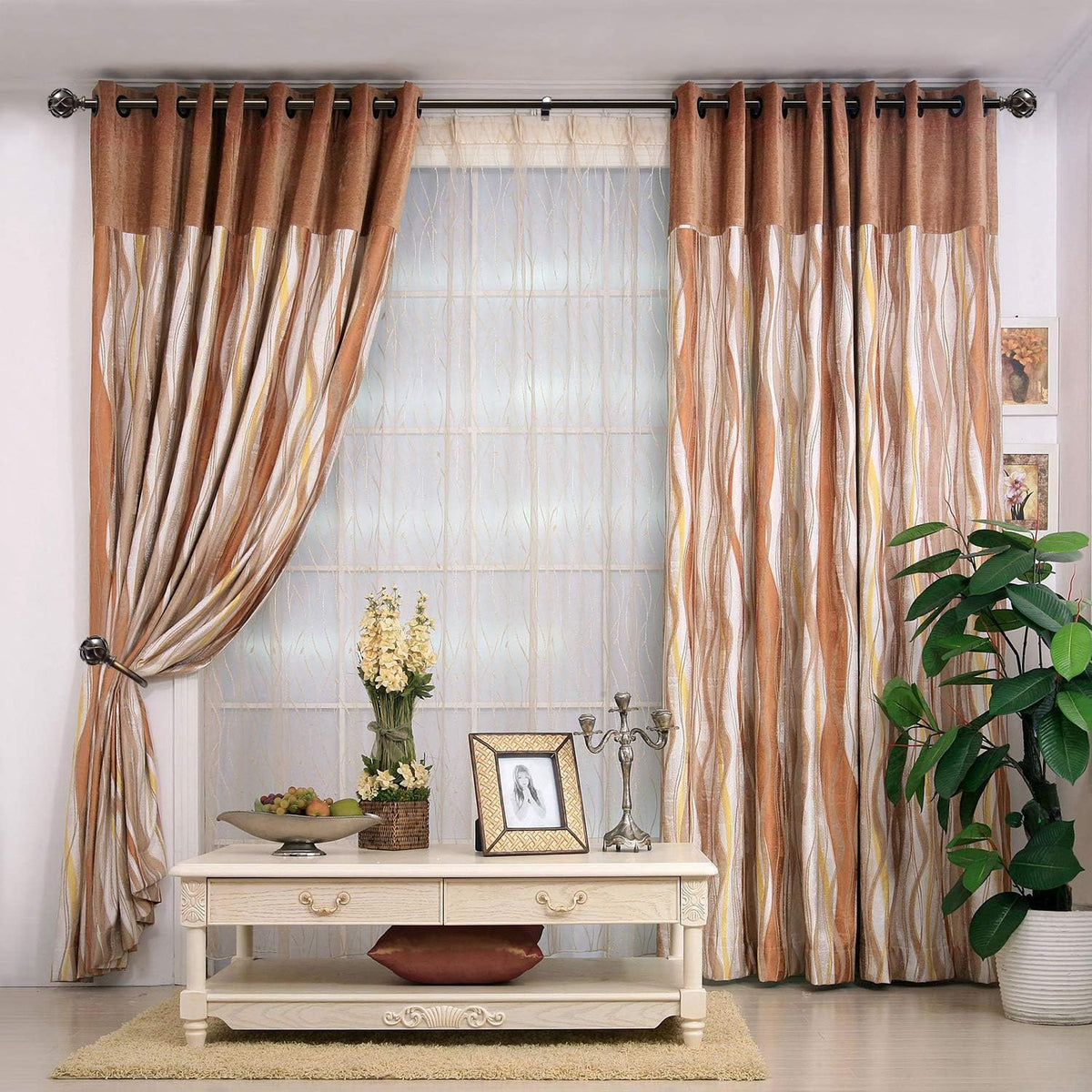 KAMANINA Decorative Curtain Drapery Holdbacks, Wall Mounted, 2 Pack Bronze