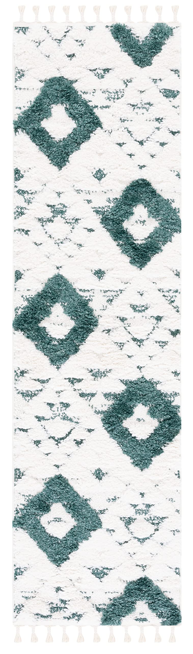 SAFAVIEH Moroccan Tassel Shag Rug 5'3"x7'6", Ivory & Brick Rust MTS688P
