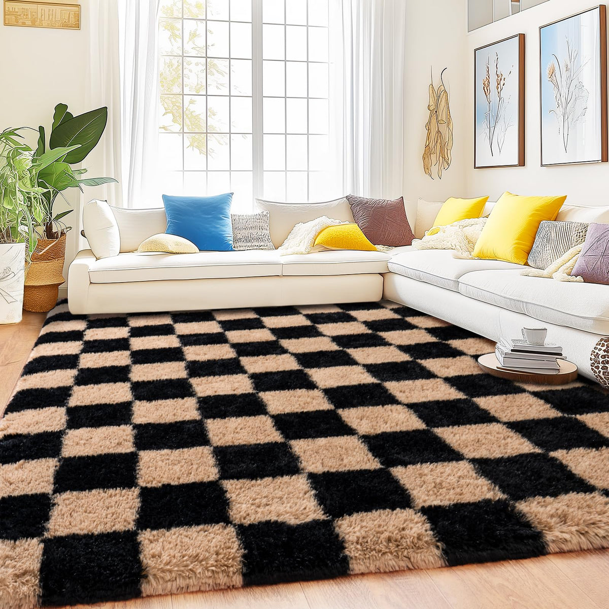 8x10 Area Rugs for Living Room, Large Ultra Fluffy Fuzzy Shag Rug for Bedroom, Modern Plush Soft High Pile Upgrade Non-Slip Carpet for Kids Girls and Boys Room Decor, Tie-Dyed Blue Grey