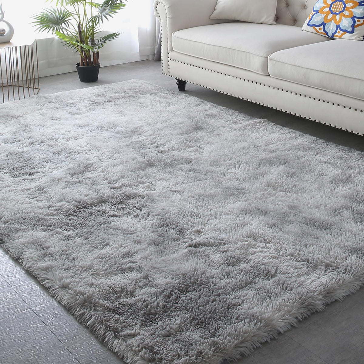 CAIYUECS White Fluffy Bedroom Rug 5x7 – Ultra Soft Shag Dorm Decor