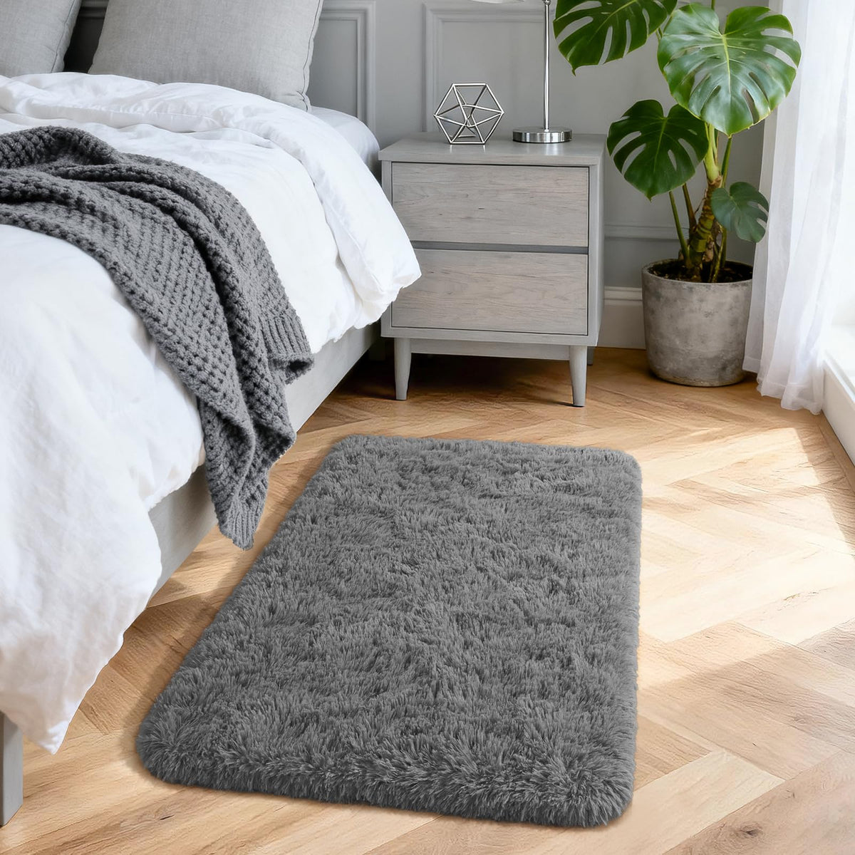Merelax Soft Modern Indoor Large Shaggy Rug for Livingroom Bedroom Dorm Kids Room Home Decor, Non-Slip Plush Fluffy Furry Fur Area Rugs Comfy Nursery Accent Floor Carpet 9x12 Feet, Black