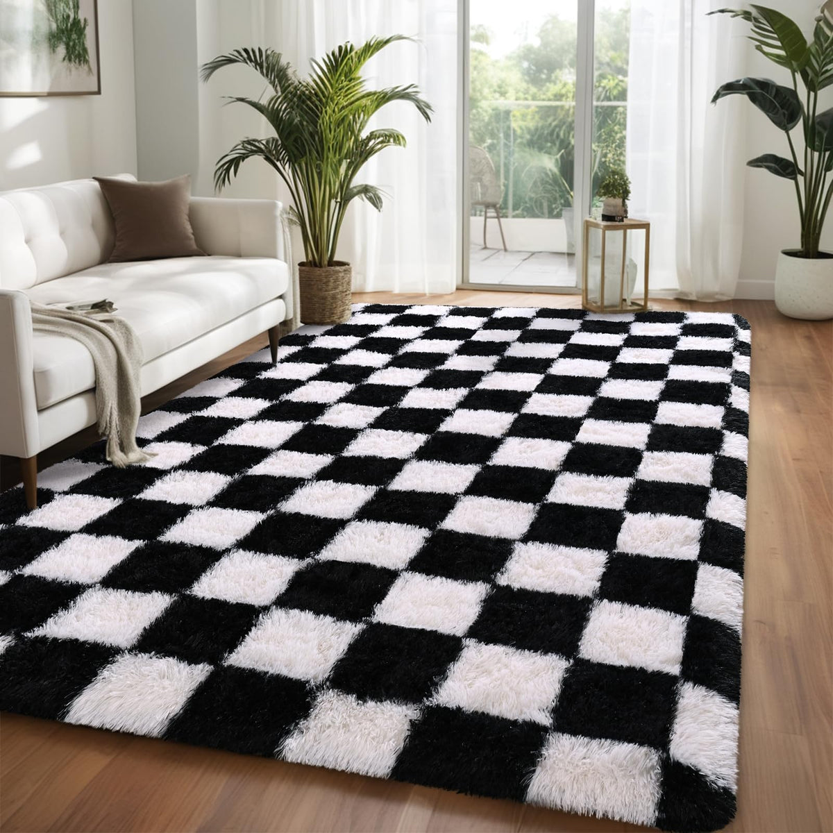 Nuttumico Burgundy Fluffy Shag Area Rug for Living Room Bedroom, 6x9 Feet Ultra Soft Indoor Modern Plush Fuzzy Rug, Thickened Carpet for Kids Playroom, High Pile, Non Slipping
