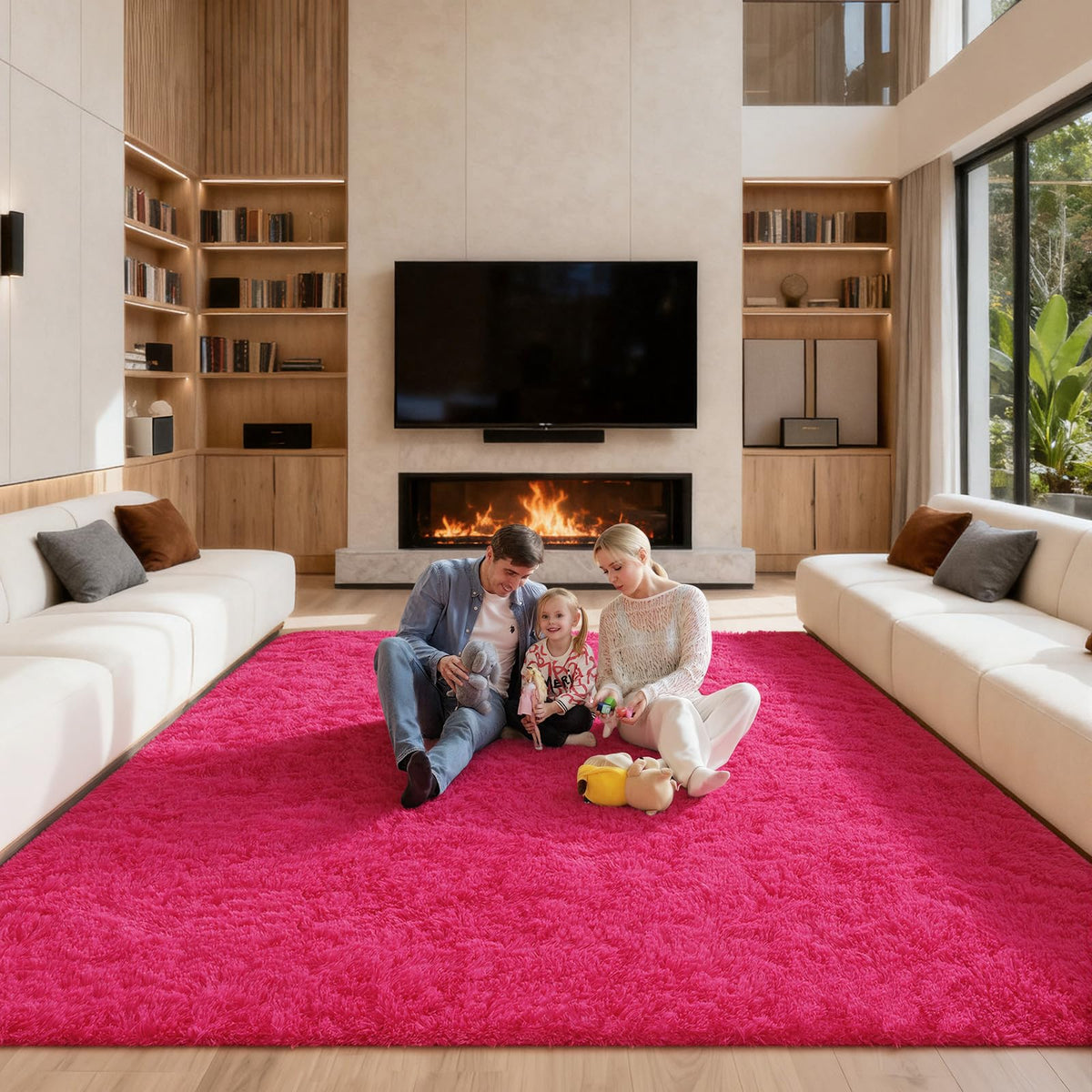 5x7 Large Fluffy Area Rugs for Living Room Bedroom, Light Tan