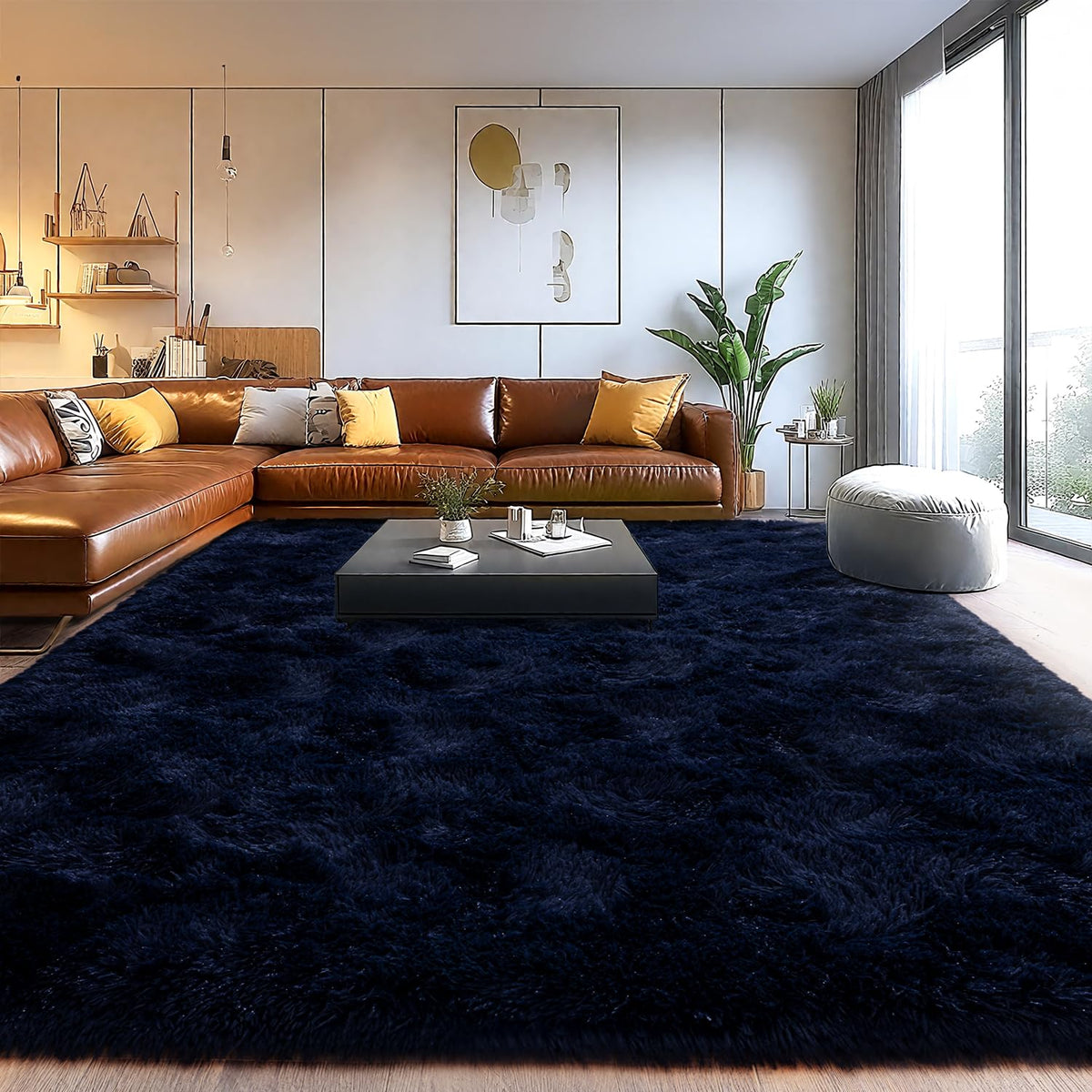 8x10Ft Soft Shaggy for Living Room, High Pile Fluffy Rugs Blush Area Rug