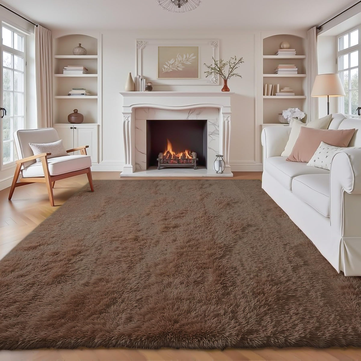 8x10 Area Rugs for Living Room: Fluffy Shag Soft Washable Rug Large Fuzzy Plush Indoor Carpet for Bedroom Nursery Playroom Kids Girls Boys Room (Camel, 8'x10')