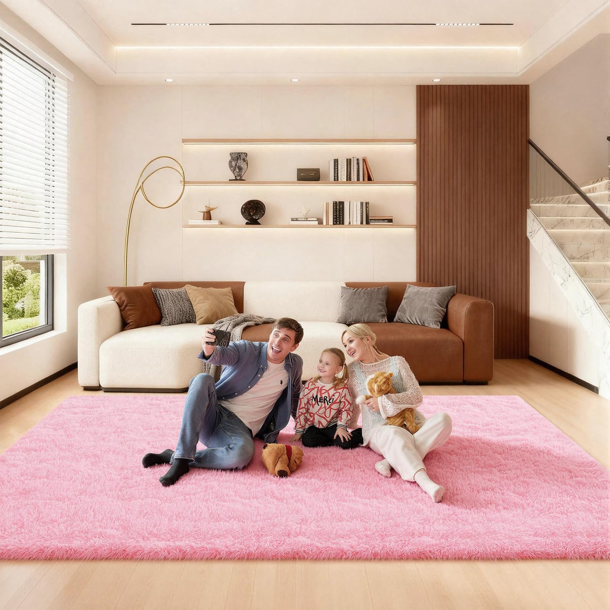 5x7 Large Fluffy Area Rugs for Living Room Bedroom, Light Tan