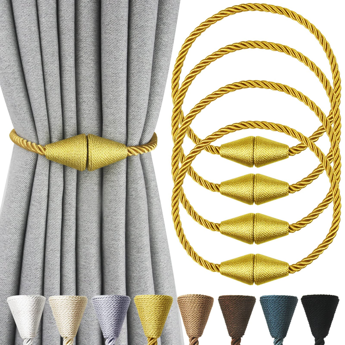 Magnetic Curtain Tiebacks Rope Decorative Holdbacks for Drapes Nieffeiy