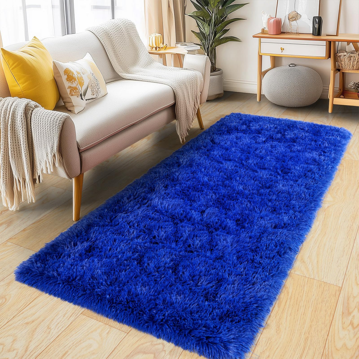Pionblank 8x10 Rug for Living Room, Fluffy Large Area Rug, Cream White