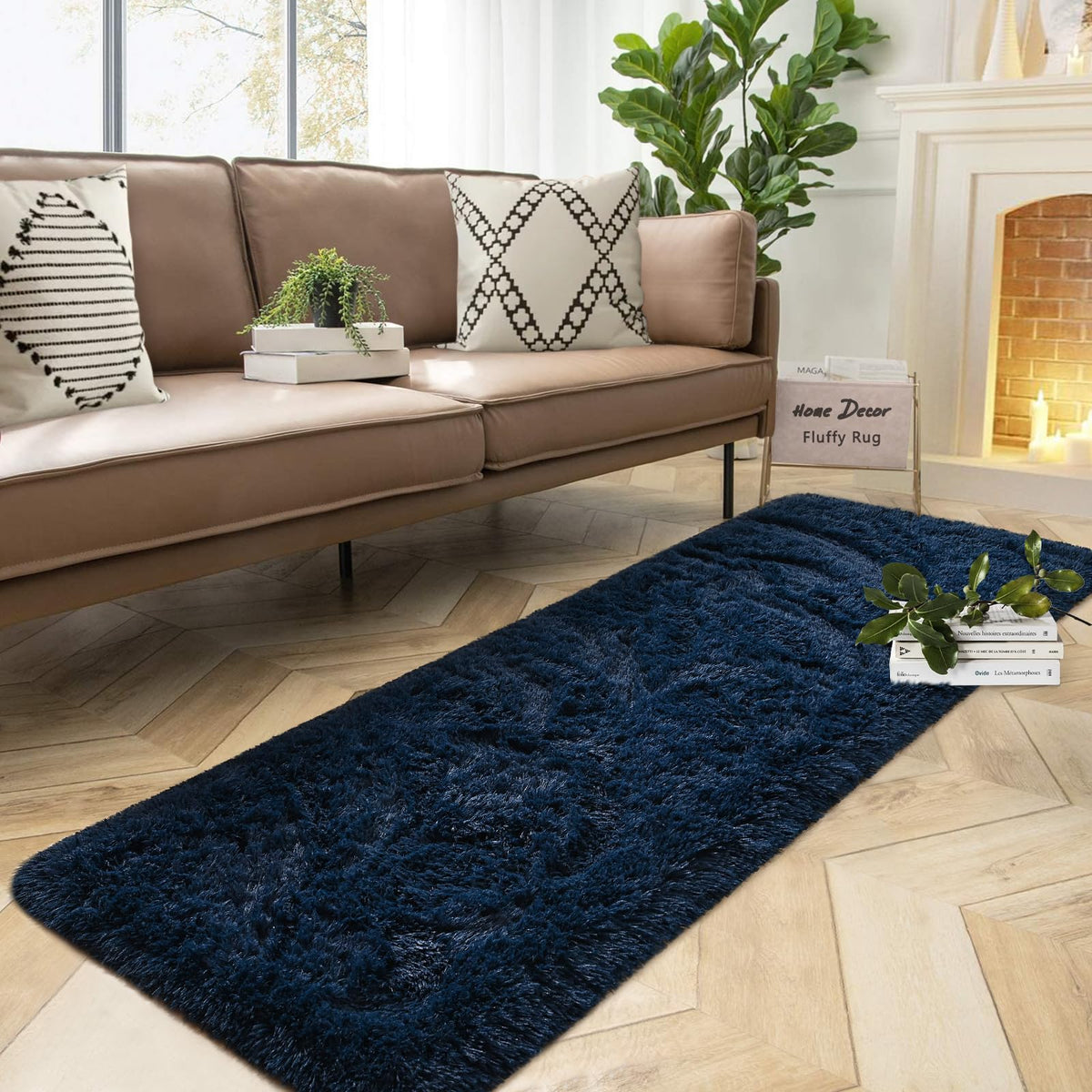 DweIke Fluffy Blue Shag Rugs for Bedroom Living Room, 4x6 Feet Soft Plush Tie-Dyed Light SkyBlue Girls Boys Kids Rug, Upgraded Non-Slip and Machine Washable Carpet for Dorm Nursery Classroom Decor