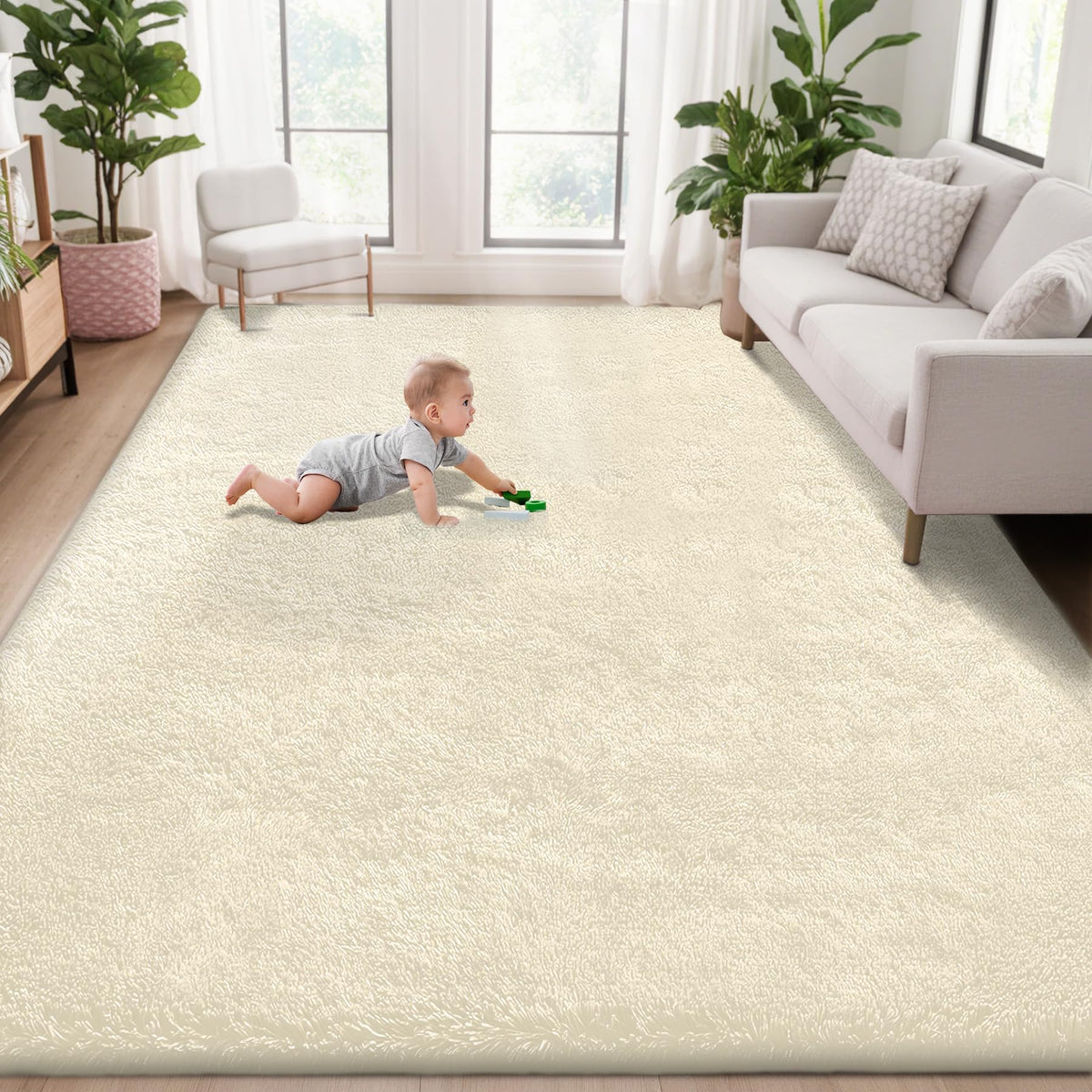 8x10 Area Rugs for Living Room: Fluffy Shag Soft Washable Rug Large Fuzzy Plush Indoor Carpet for Bedroom Nursery Playroom Kids Girls Boys Room (Camel, 8'x10')