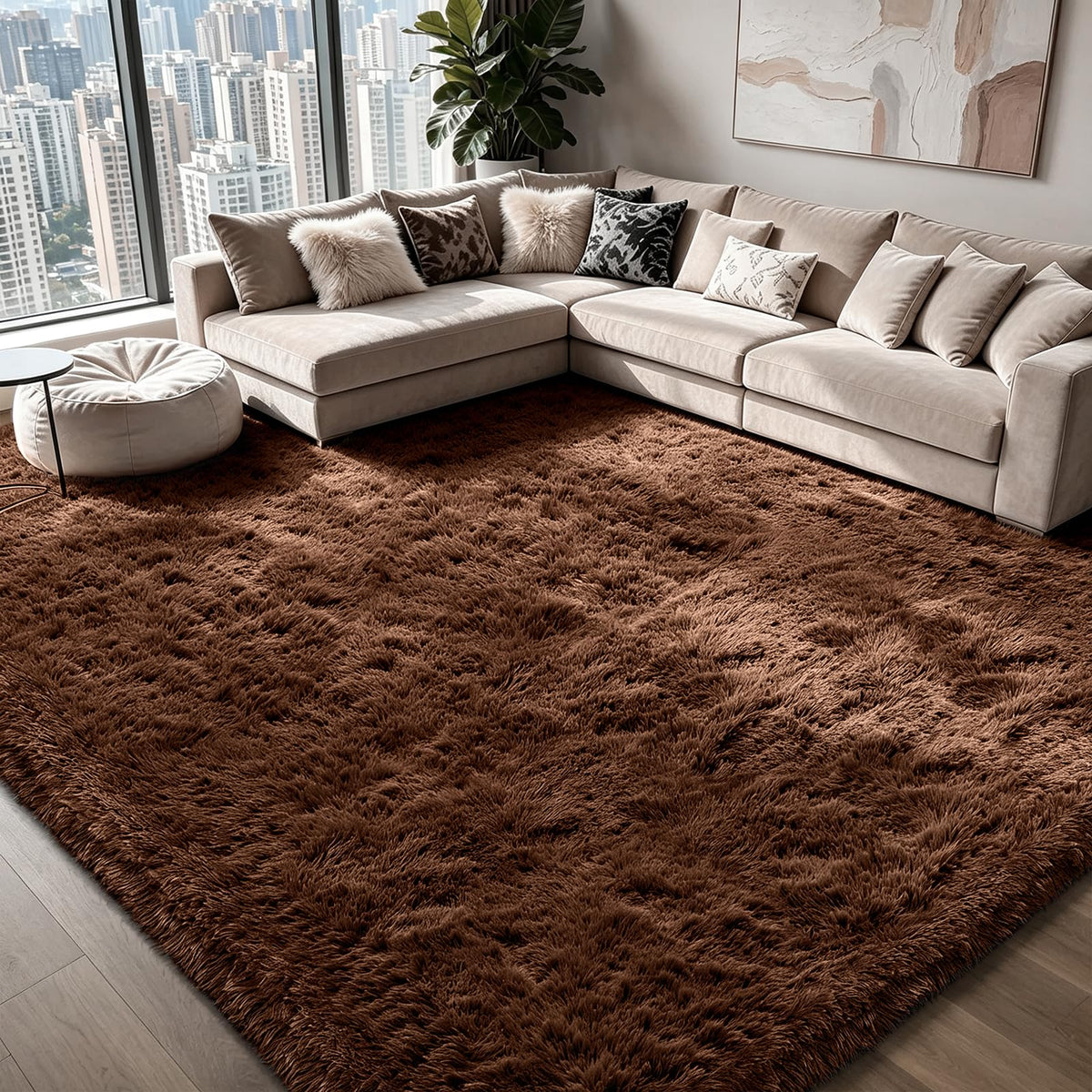 Shag Area Rugs for Bedroom Living Room,8X10 Ultra Soft Fluffy Area Rugs for Dorm,Indoor Carpet Plush Rugs for Living Room Home Decor,Tie-Dye Grey