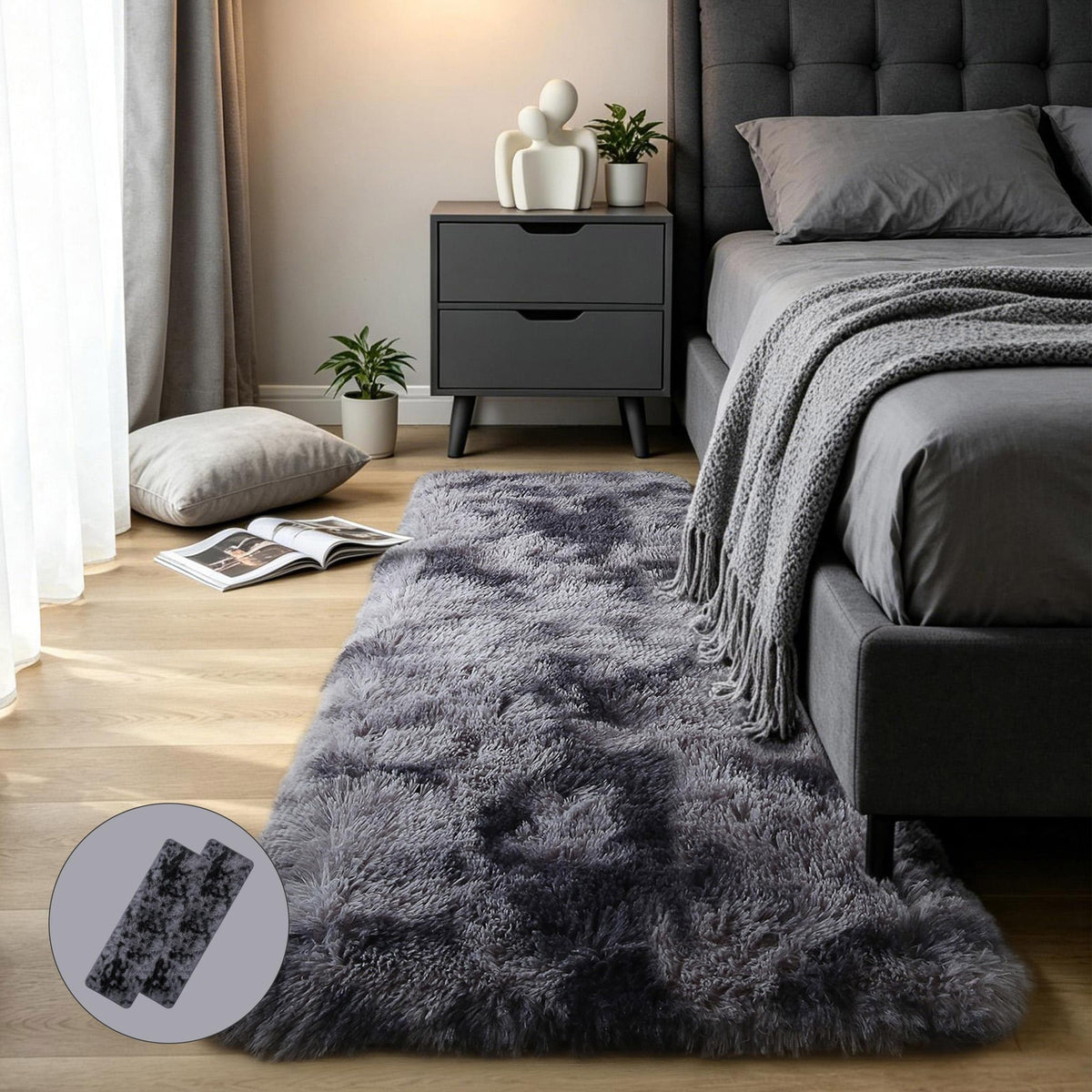 KICHOWUA 4x6 Fluffy Fuzzy Kids Shag Rainbow Rug for Girls Bedroom Playroom