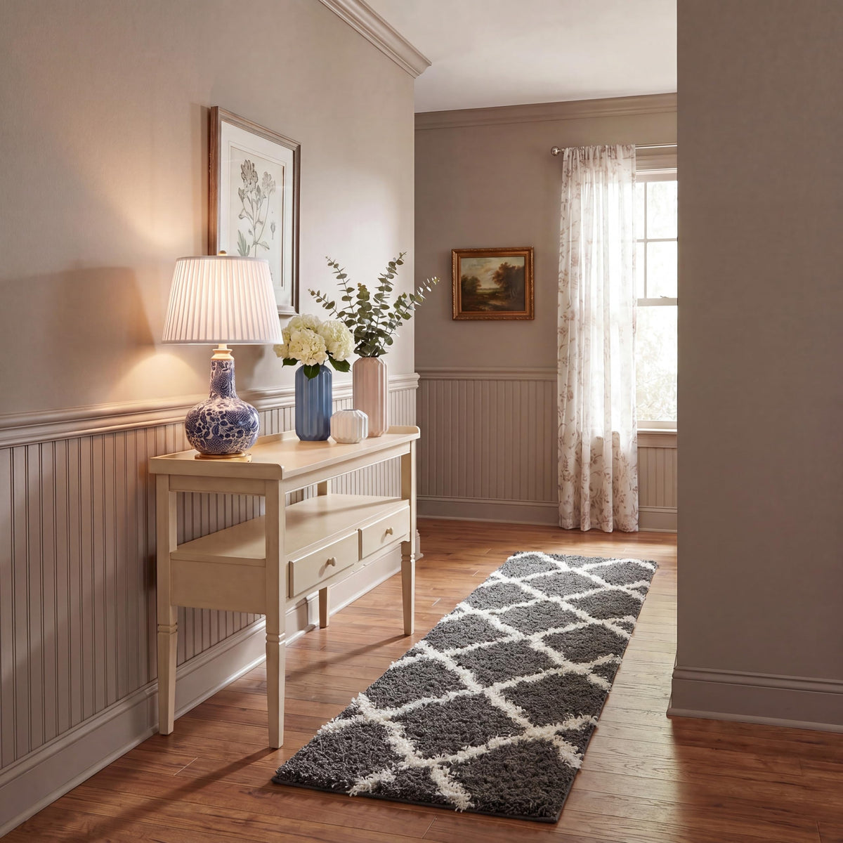 SAFAVIEH Dallas Shag Collection 8' x 10' Beige/Ivory SGD257D Trellis Non-Shedding Living Room Bedroom Dining Room Entryway Plush 1.5-inch Thick Area Rug