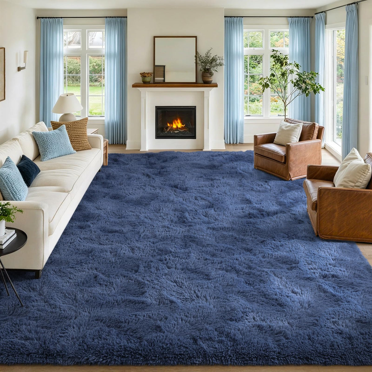 8x10 Area Rugs for Living Room Fluffy Carpet(Black)