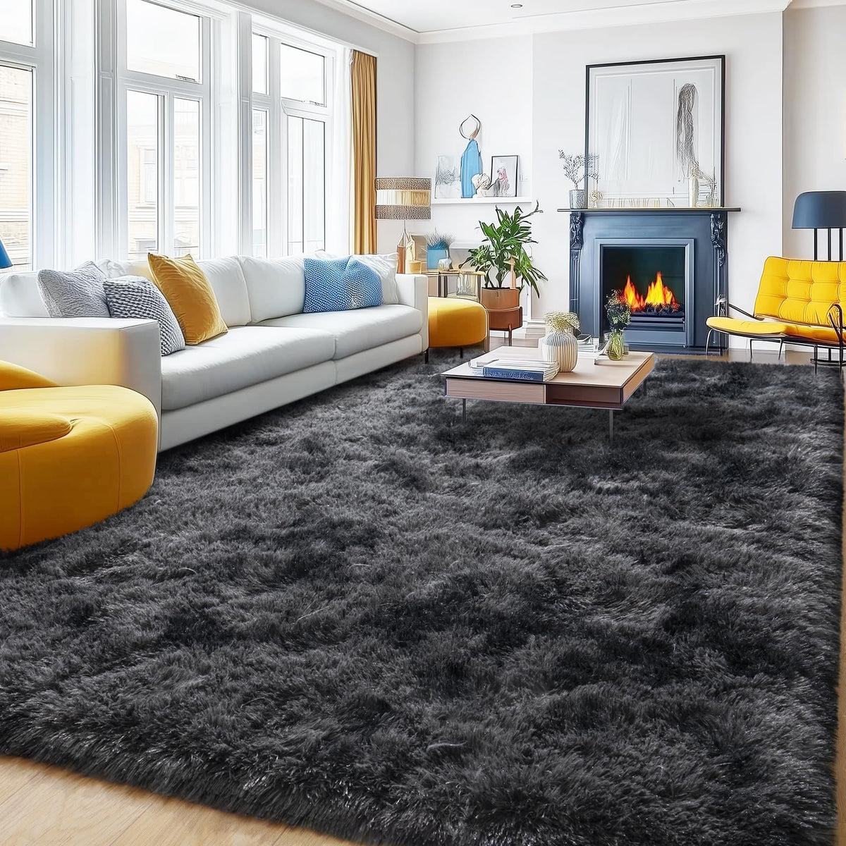 8x10 Shag Area Rug for Living Room, Fluffy Plush Rug Non-Slip Floor Carpet