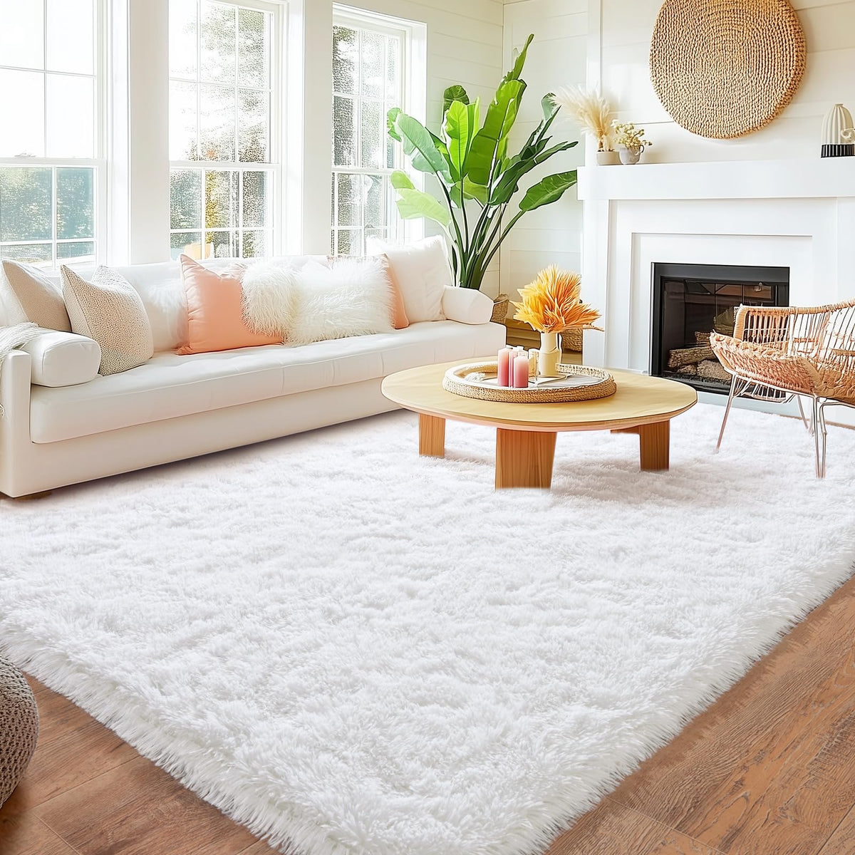 8x10 Area Rugs for Living Room, Large Ultra Fluffy Fuzzy Shag Rug for Bedroom, Modern Plush Soft High Pile Upgrade Non-Slip Carpet for Kids Girls and Boys Room Decor, Tie-Dyed Blue Grey