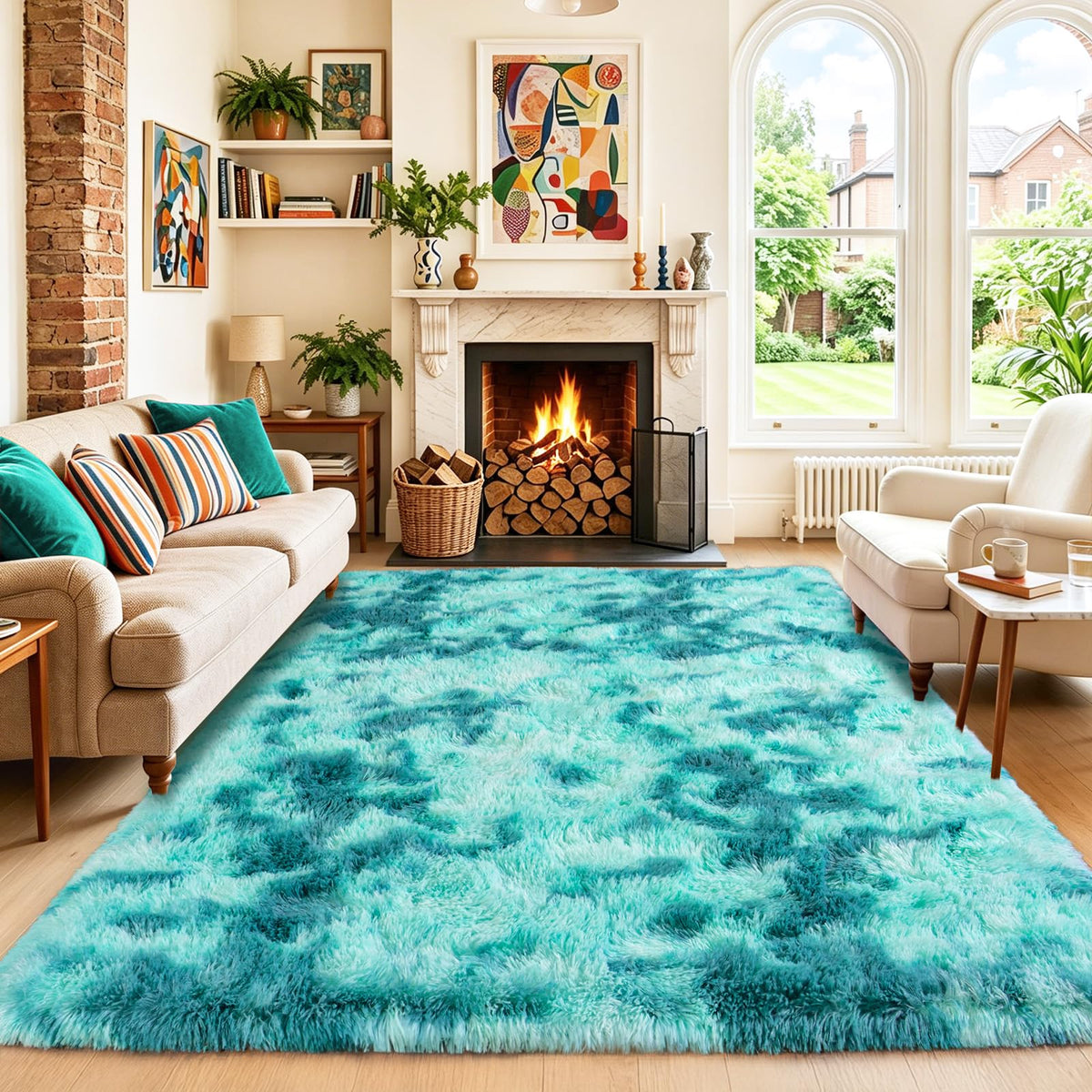 8x10 Area Rugs for Living Room, Ultra Soft Large Shag Black Bedroom Rug Upgrade Non-Slip Plush Modern Fluffy Carpet for Kids Boys Girls Room Home Decor Aesthetic